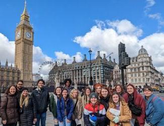 Students pose for a photo in London.