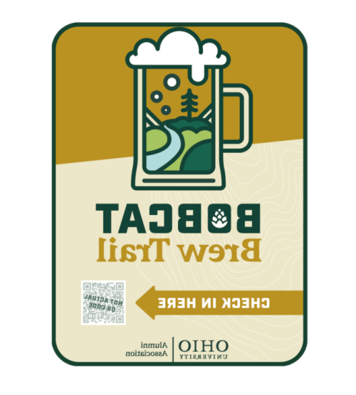 Beer stein with text below to scan QR code to check in.